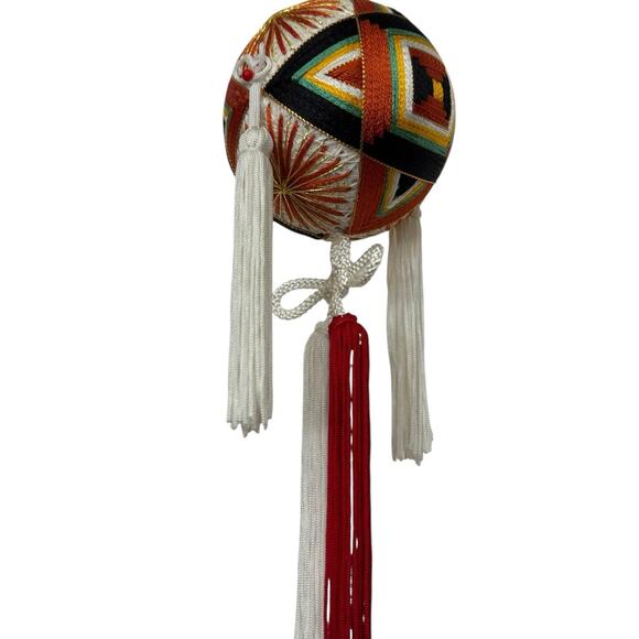 VTG Japanese Temari Ball Ornament Japanese Handcrafted Folk Art Handmade Thread - Picture 4 of 9
